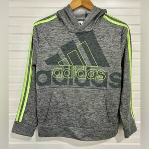 Adidas Gray Hoodie with Neon Accents - Youth Size Medium